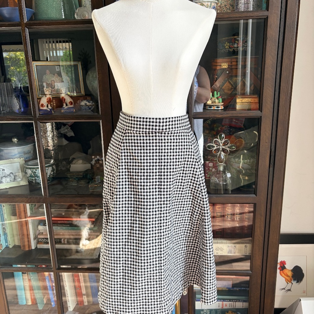 Maison Jules, Gingham A-line Stretch Skirt, size XL